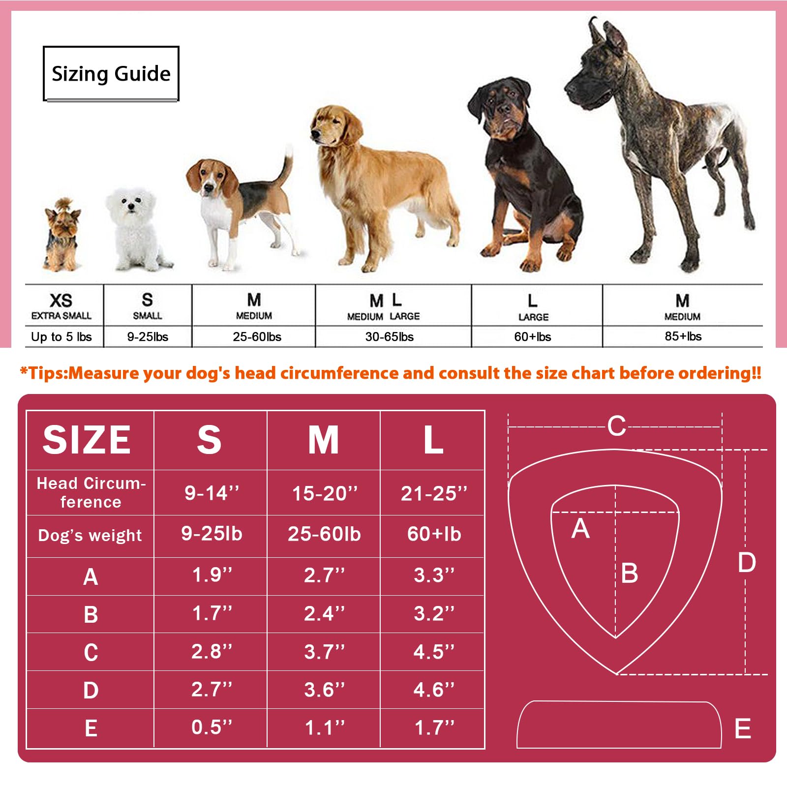 Design ajustable des bouchons d'oreilles ZOHAN pour chien rose.