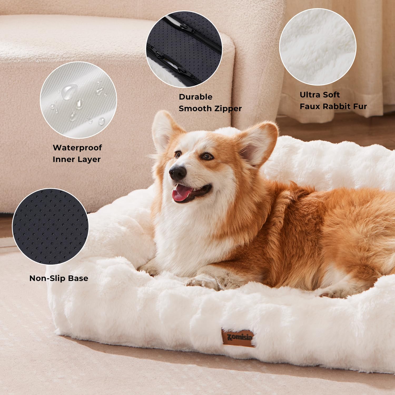 Zomisia canape chien housse lavable-en-machine pour entretien facile