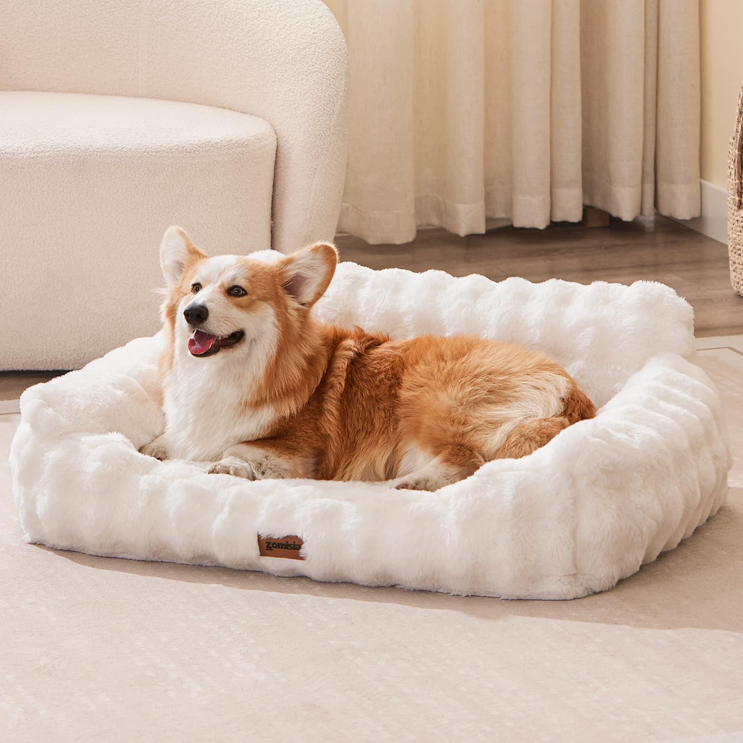 Zomisia canape chien orthopedique avec mousse nid-dabeille pour un sommeil apaisé