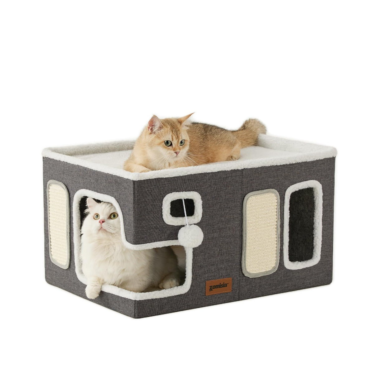 ZOMISIA Maison-chat extra-large – Vue avant, espace privé confortable pour le chat.