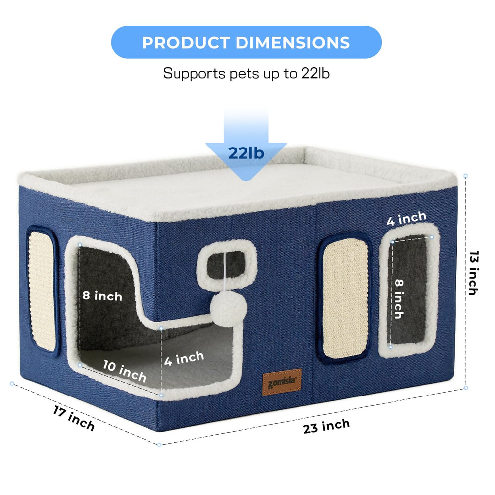 ZOMISIA Maison-chat extra-large – Cachette intérieure, refuge cosy pour nuits tranquilles.