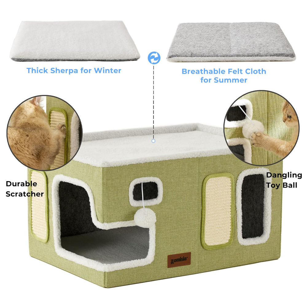 ZOMISIA Maison-chat extra-large – Vue droite, design robuste et élégant.