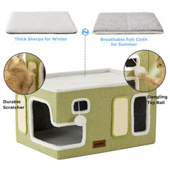 ZOMISIA Maison-chat extra-large – Vue droite, design robuste et élégant.