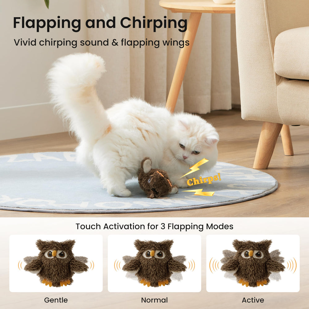 ZOMISIA oiseau-chat chantant peluche: apporte divertissement et réconfort naturel.