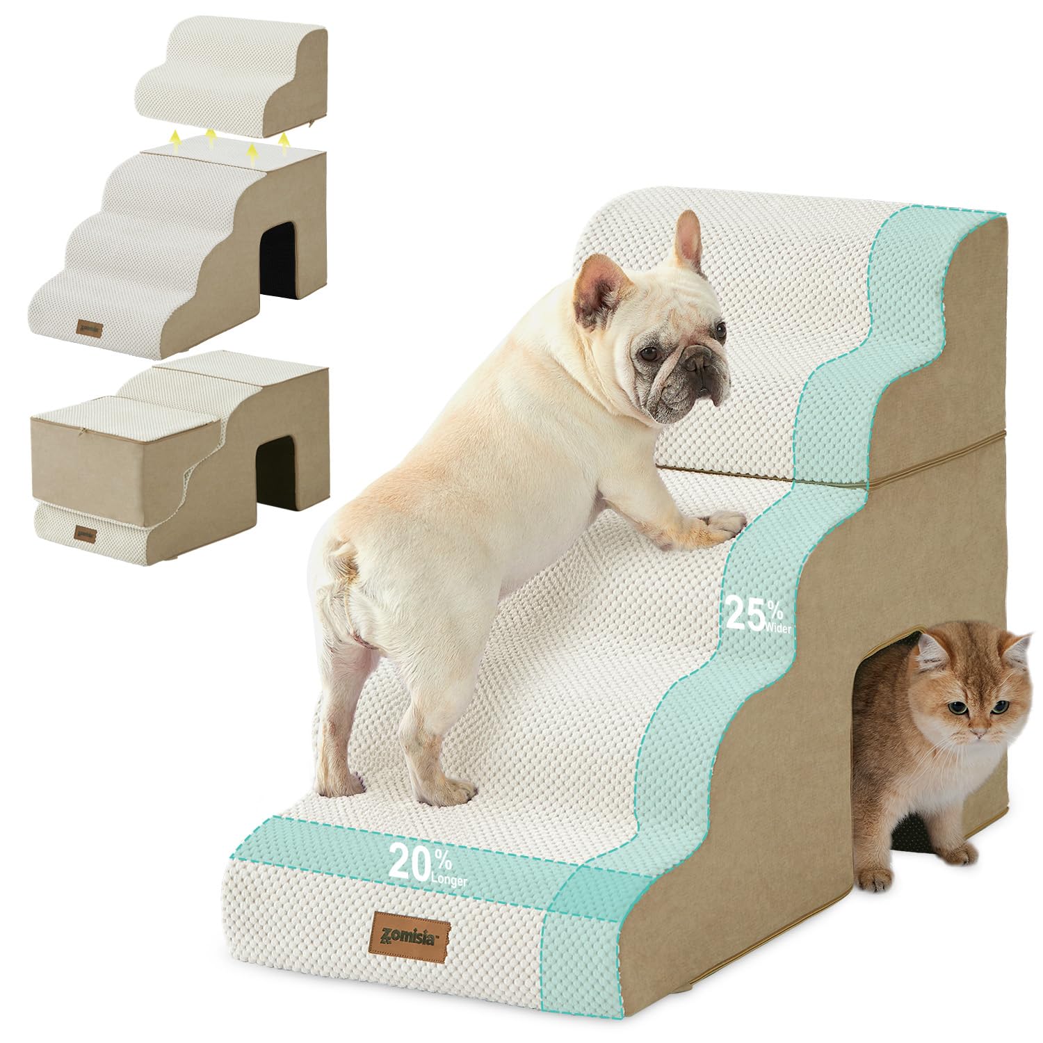 Rampe ZOMISIA pour chien grand, 24 pouces, 5 étages, accès facile et sûr.