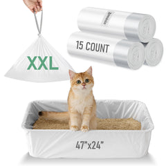 ZOMISIA sac-litière XXL 47x24, 15 sacs, s'adapte facilement aux bacs XXL.