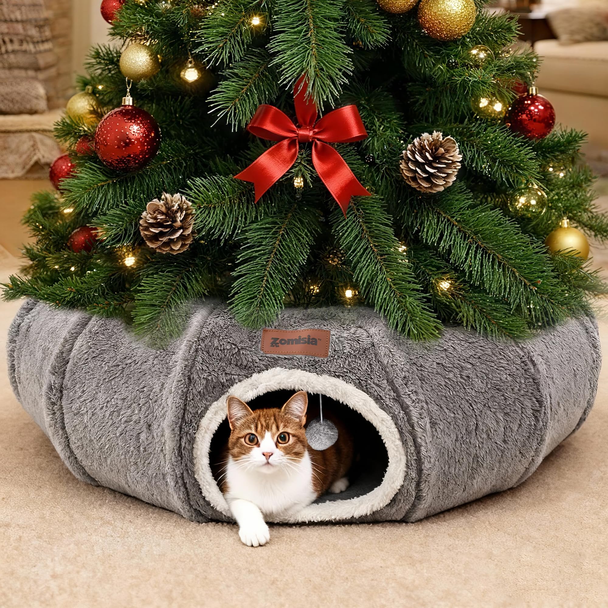 ZOMISIA tunnel-chat-assemble-rapide-gris: mise en place simple et rapide.