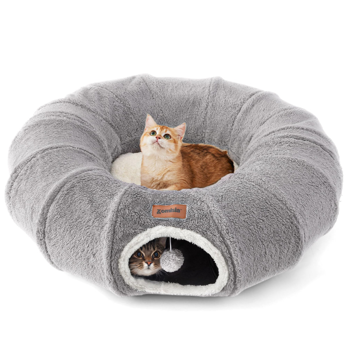 ZOMISIA tunnel-chat-interieur-gris: refuge doux pour jeu et sieste.
