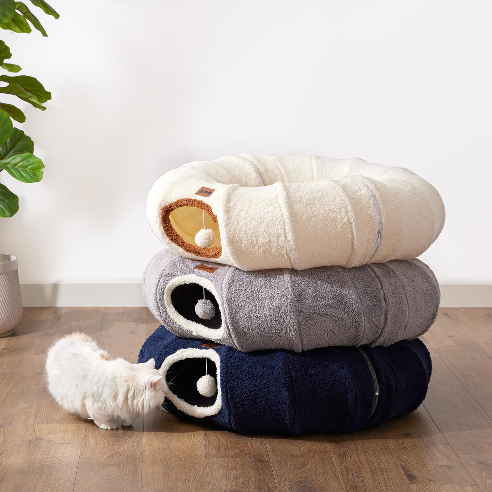 ZOMISIA tunnel-chat-matelas-rembourre-gris: confort premium lors des repos.