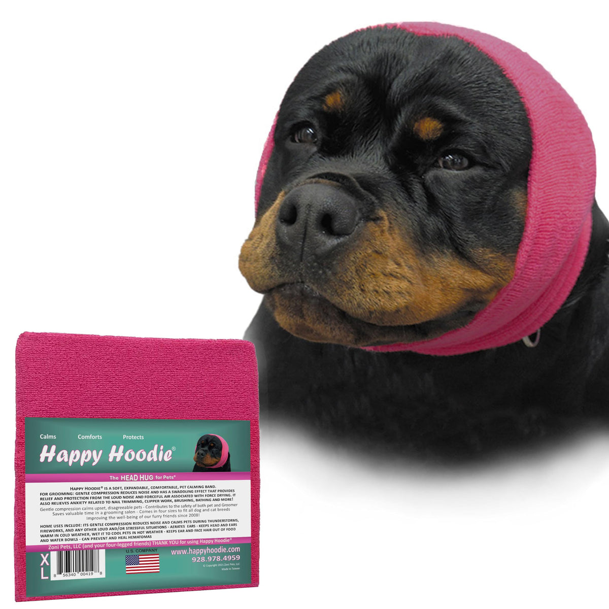 ZONI PETS Happy Hoodie en action sur un chien, apaisement lors du toilettage.