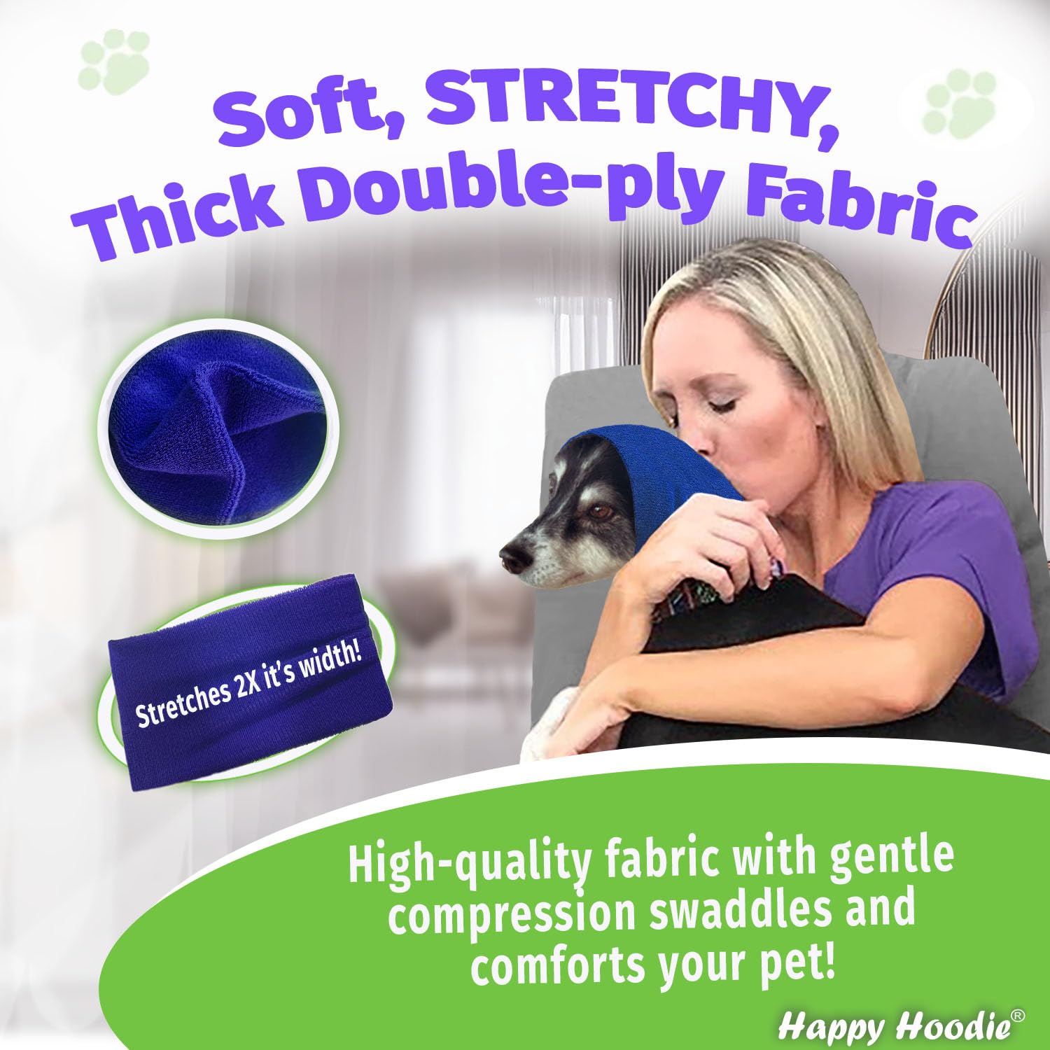 ZONI PETS Happy Hoodie outil de toilettage sécurisant pour le vétérinaire et le salon.