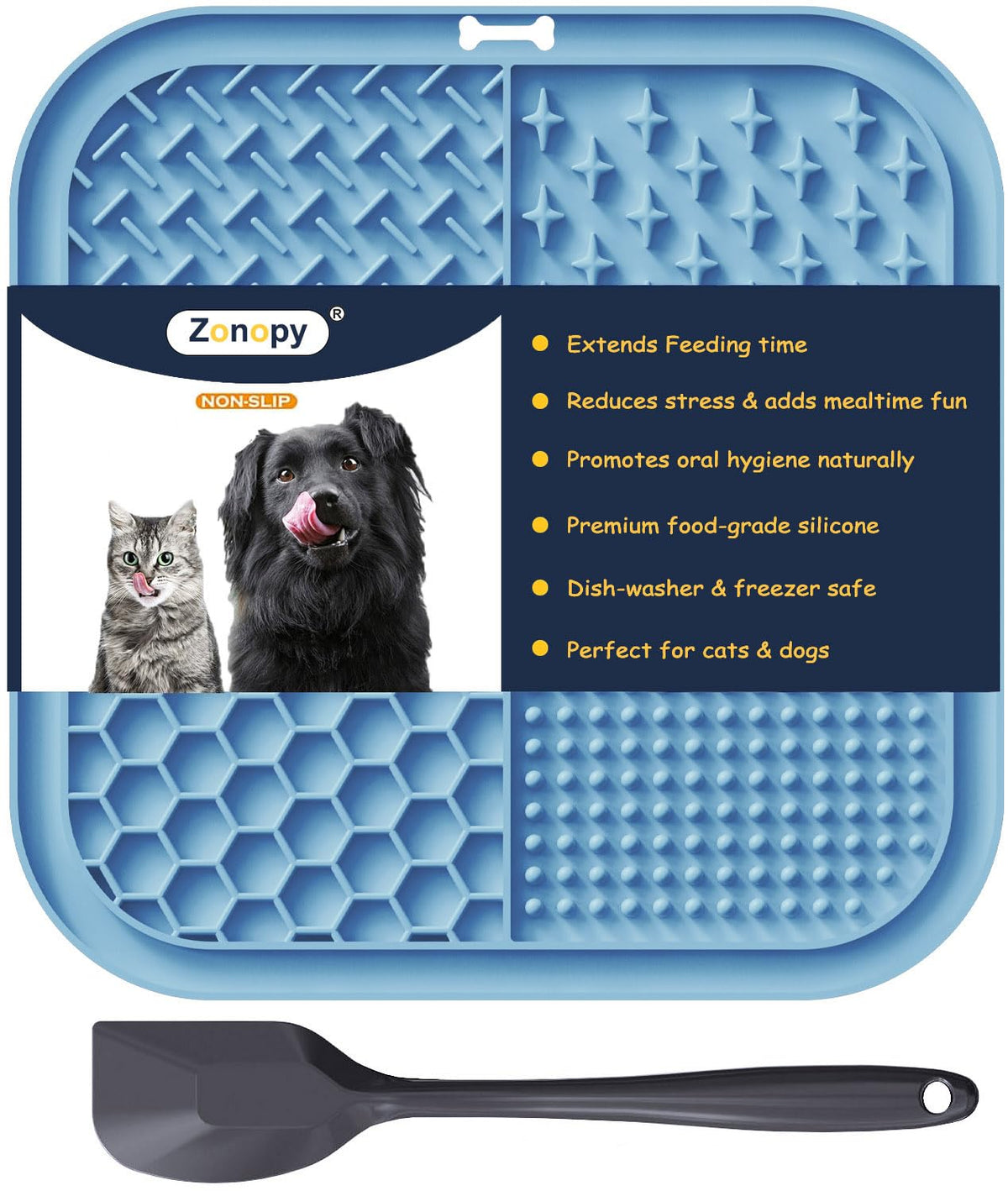 Zonopy Licking Mat avec ventouses multiples pour fixation fiable sur surface lisse, distraction assurée