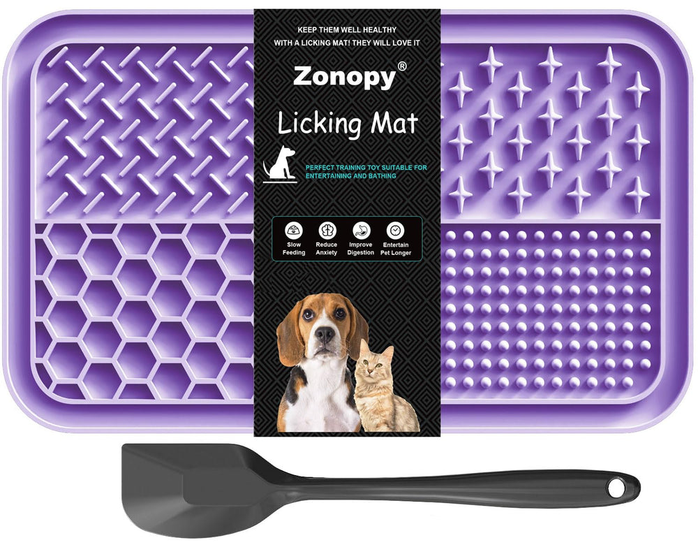 Zonopy tapis lécheur chien-chat, face avant, prêt à accueillir des friandises et réduire l’ennui.