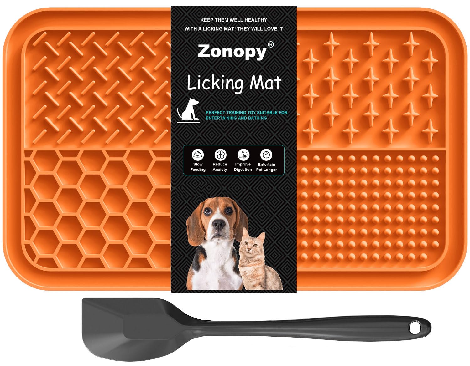 Zonopy tapis de léchage chiens et chats, anti-stress pour repas prolongé