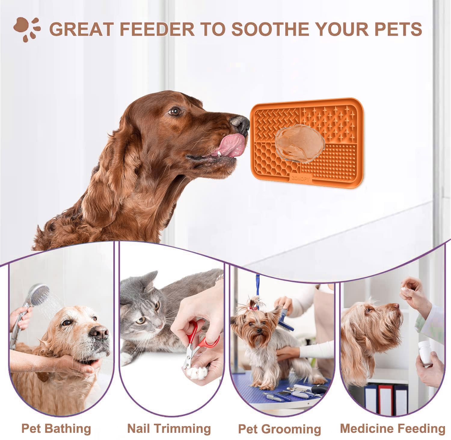 Zonopy tapis lèche idéal pendant le bain ou le toilettage des chiens