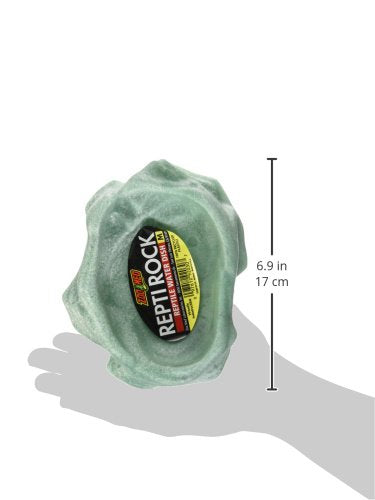 Zoo Med abreuvoir roche reptile moyen noir, design bas et durable pour l'eau du terrarium.