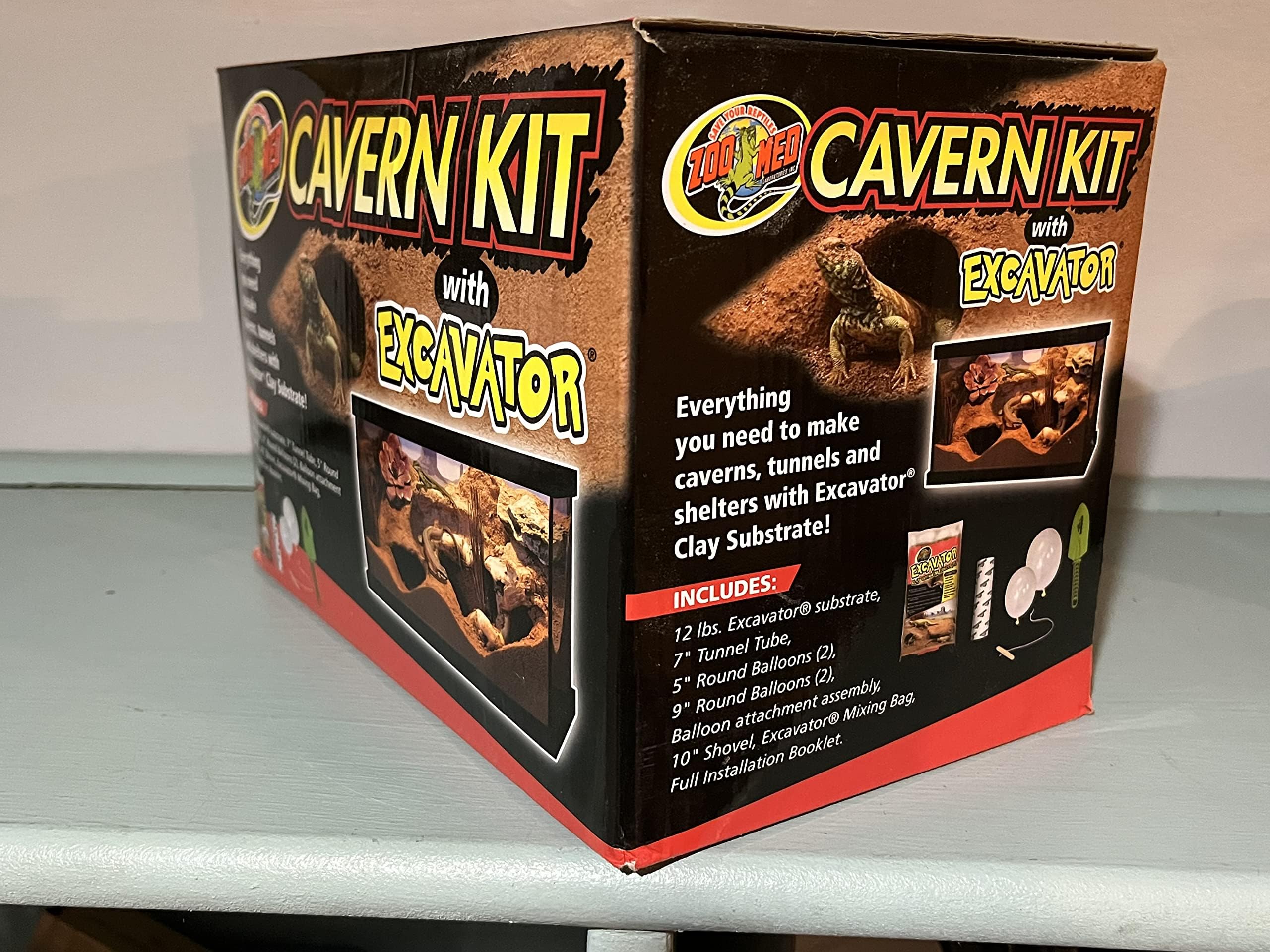 Zoo Med Cavern Kit Excavator ballons 5 et 9 pouces pour abris variés.