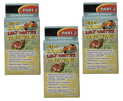 Zoo Med conditionneur d’eau salée pour crabe hermite en lot pratique de trois flacons.
