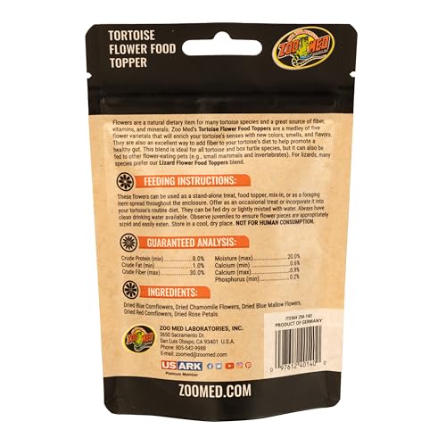 Garniture florale Zoo Med en portions pour tortues, enrichissement simple et efficace.