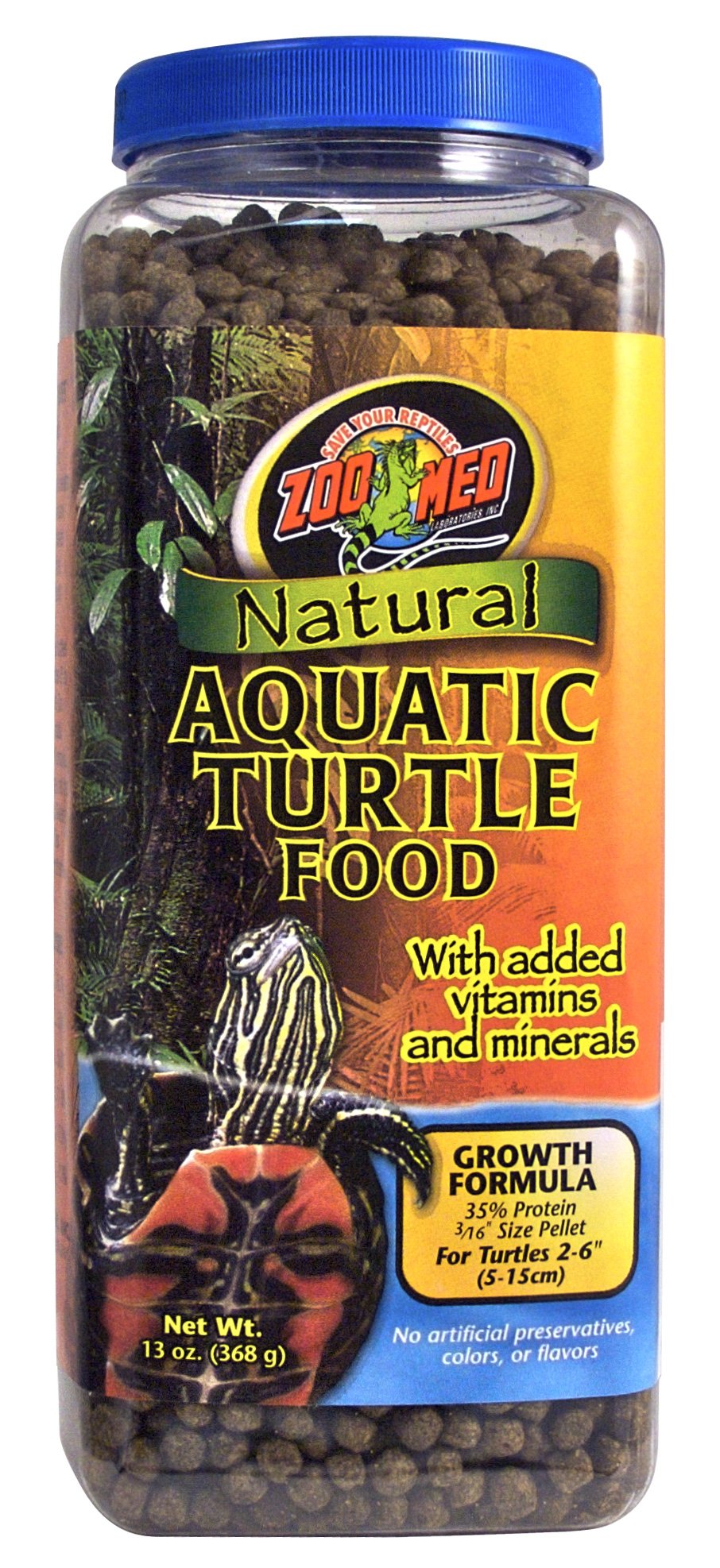 Zoo Med granules flottants pour tortues aquatiques, alimentation en surface facile et adaptée.