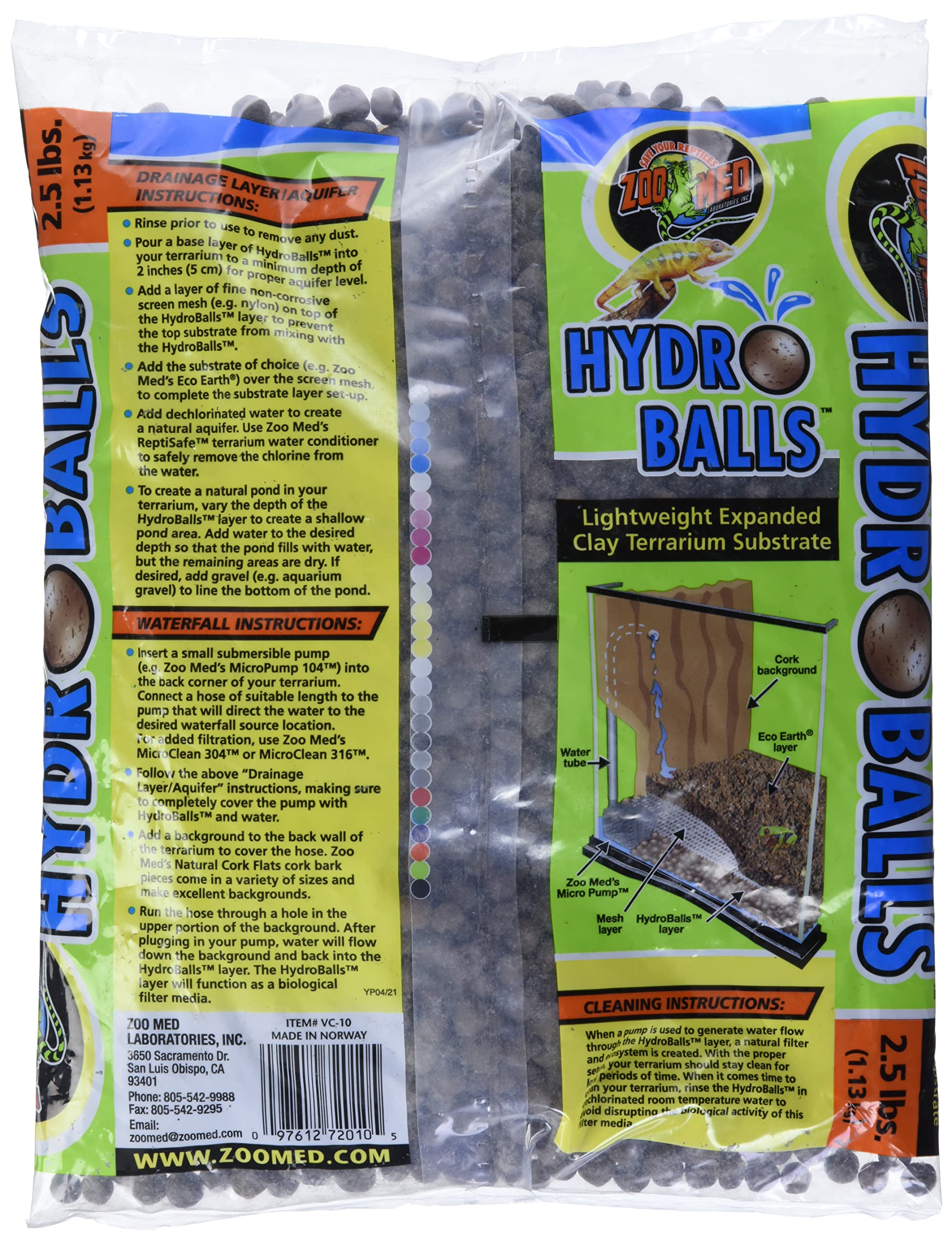 HydroBalls Zoo Med, aquifère naturel augmentant l'humidité du terrarium.