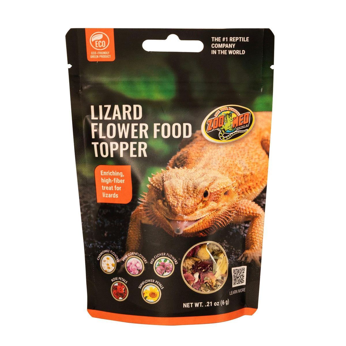 Zoo Med sachet de fleurs séchées pour lézards, enrichissement et fibres.