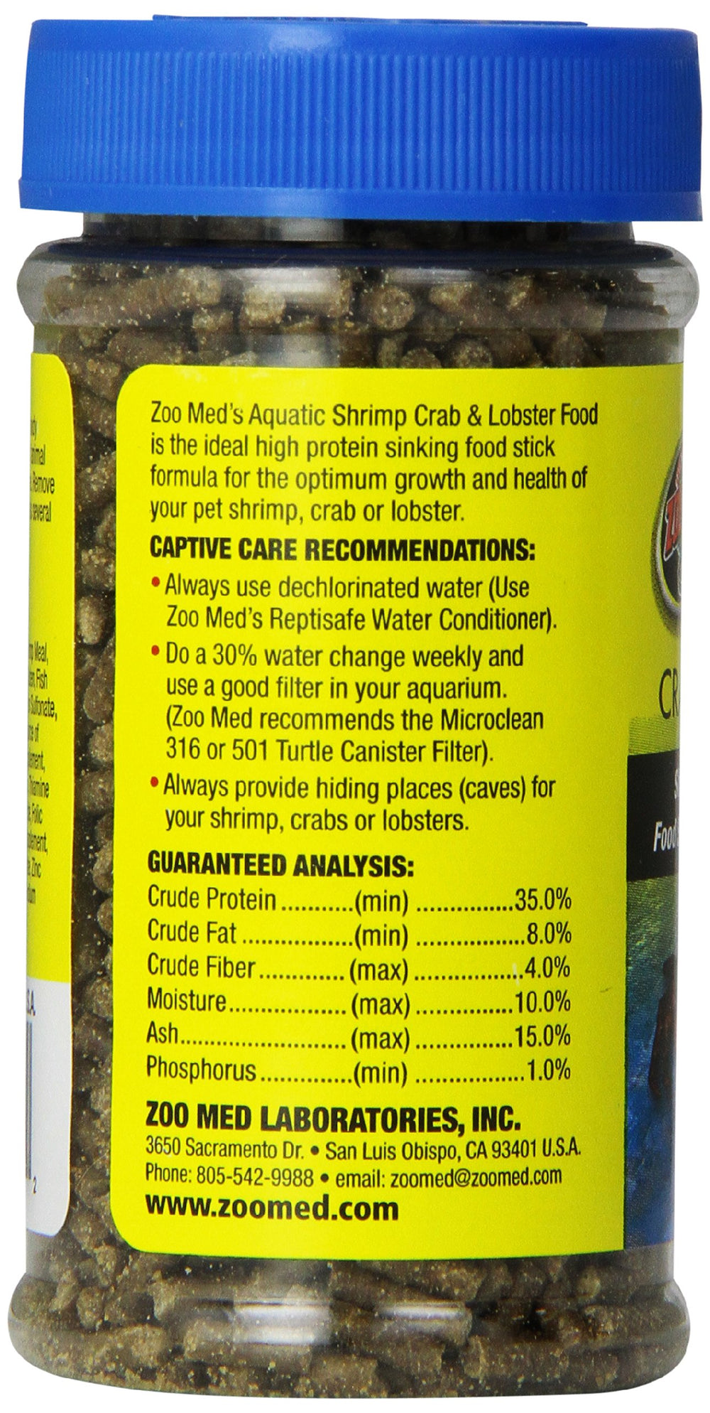Zoo Med – nourriture coulante pour homards, conçue pour une alimentation au fond.