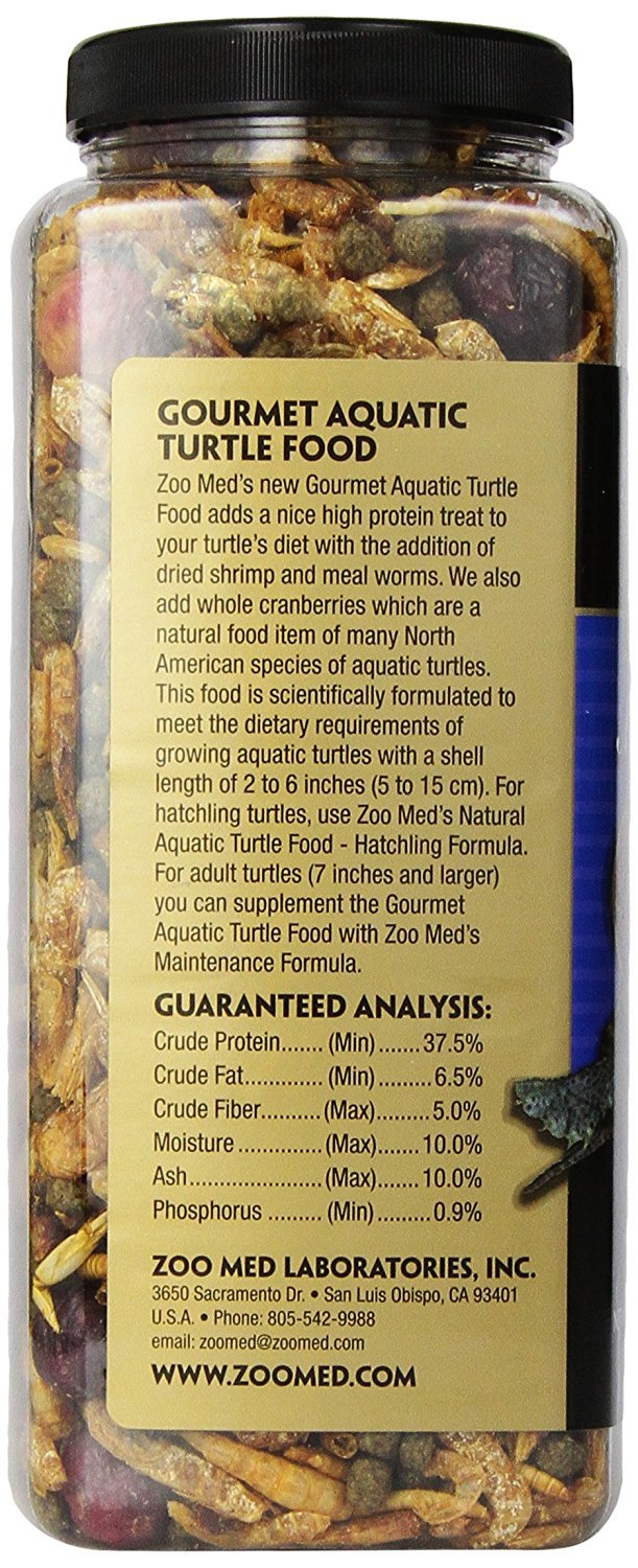 Zoo Med Gourmet Tortue Aquatique — ingrédients clés pour une alimentation riche en protéines.