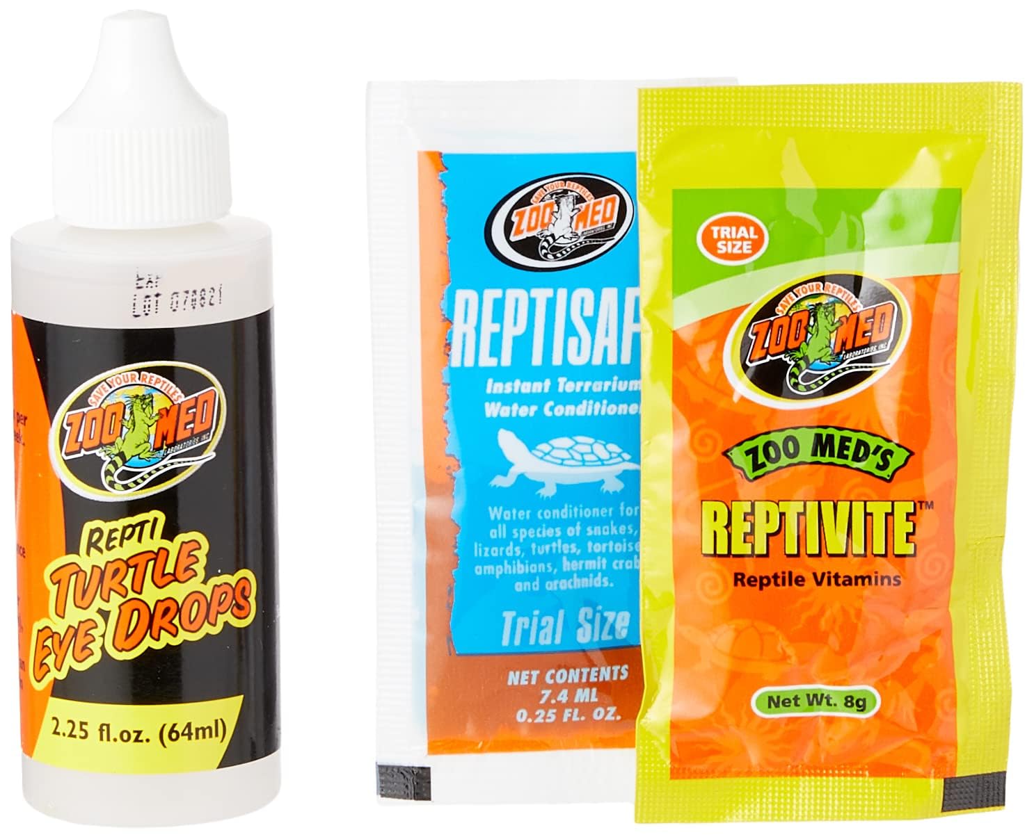 Application des gouttes Zoo Med sur les yeux d’une tortue.