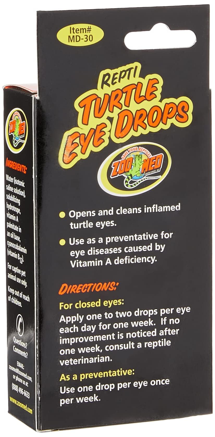 Solution isotonique et vitamines utilisées par Zoo Med Repti Turtle.