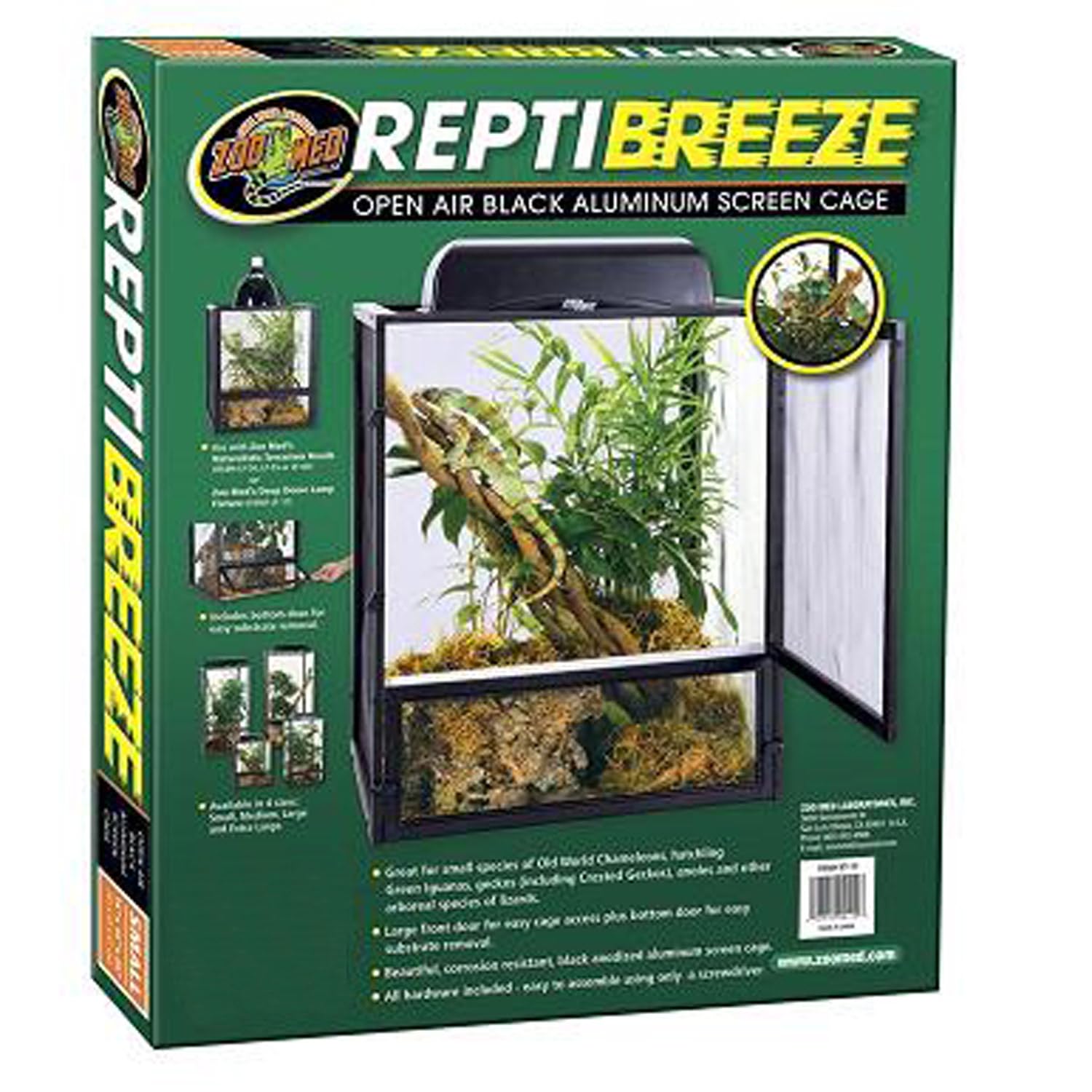 Zoo Med Reptibreeze: porte avant large pour un accès facile au terrarium arboreal