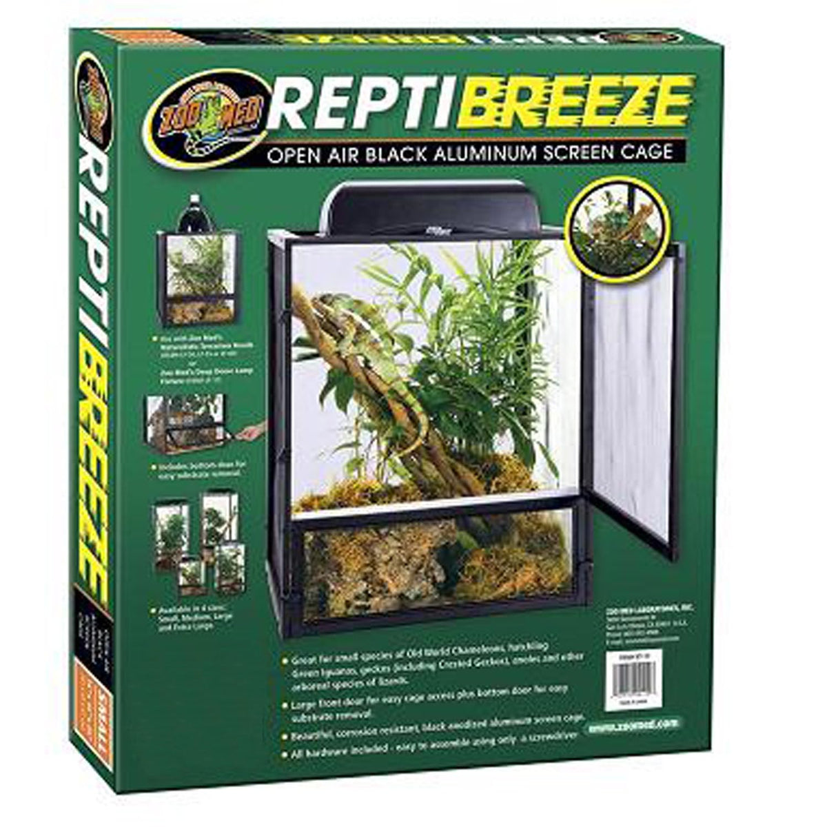 Zoo Med Reptibreeze: porte avant large pour un accès facile au terrarium arboreal