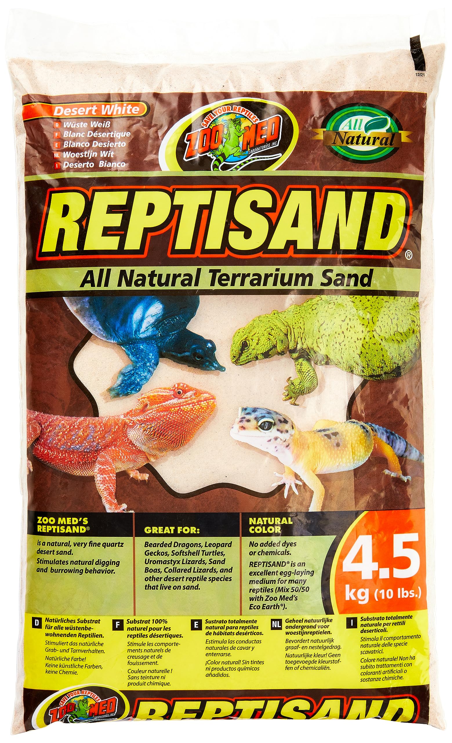 Zoo Med ReptiSand Desert White, cadre désertique réaliste pour dragons barbus et tortues.