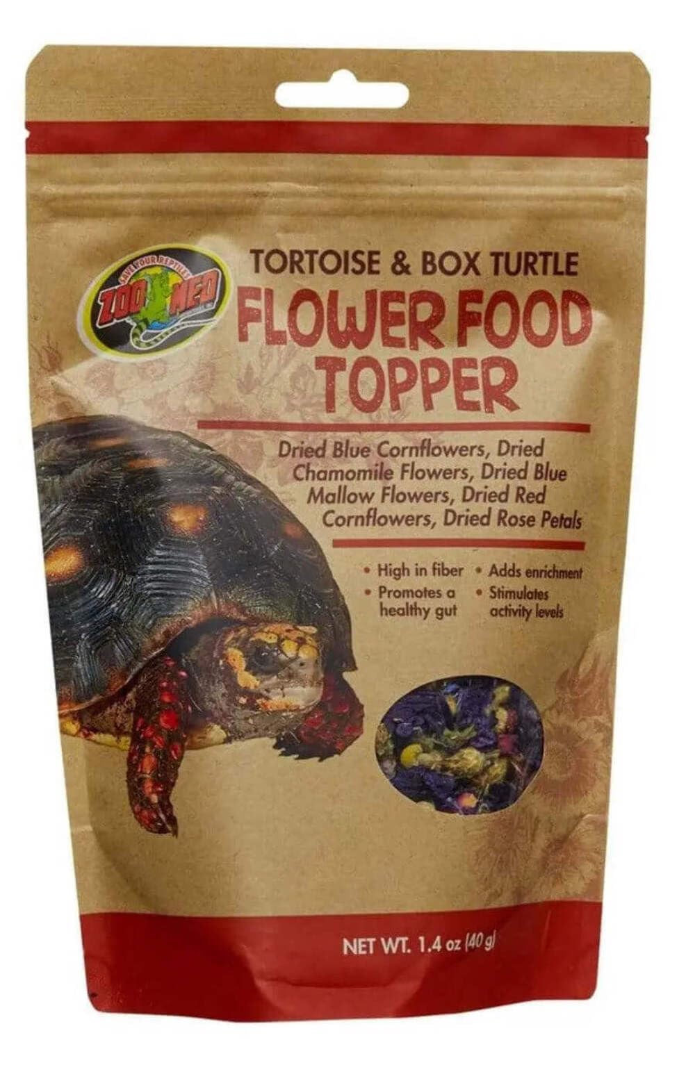 Zoo Med tortue et tortue-boîte, garniture florale pour diversifier l'alimentation.
