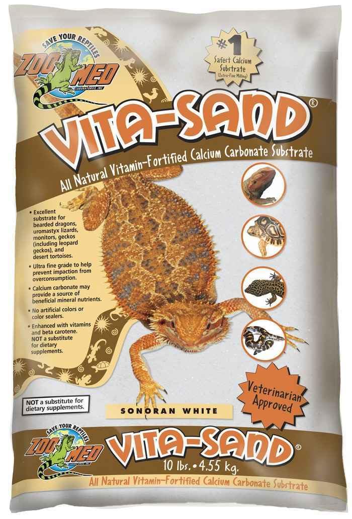 Zoo Med Vita-Sand Sonoran White – substrat ultra fin, aspect sable dans le terrarium.