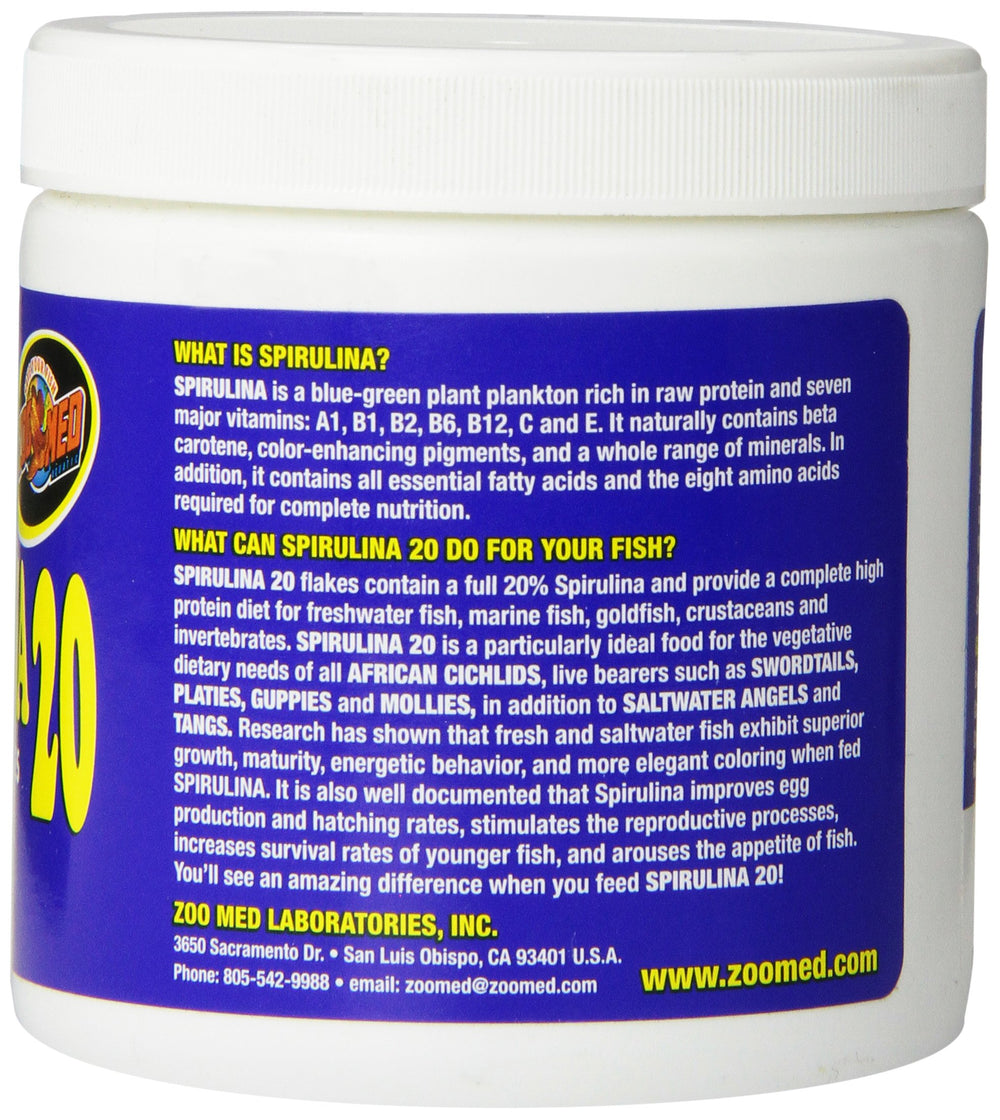 Zoo Med Aquatrol Spiruline 20 Flocons, apport en vitamines A à E pour la couleur naturelle