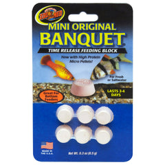 Zoo Med Banquet Block Mini – emballage pratique pour nourrir poissons d’aquarium jour après jour.