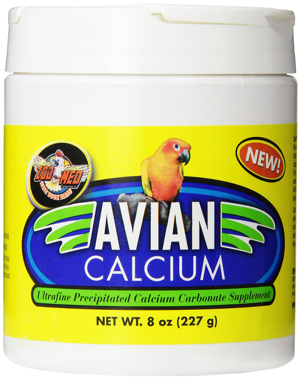 Zoo Med Calcium Avicole – Bouteille claire pour une supplémentation fiable et biodisponible.