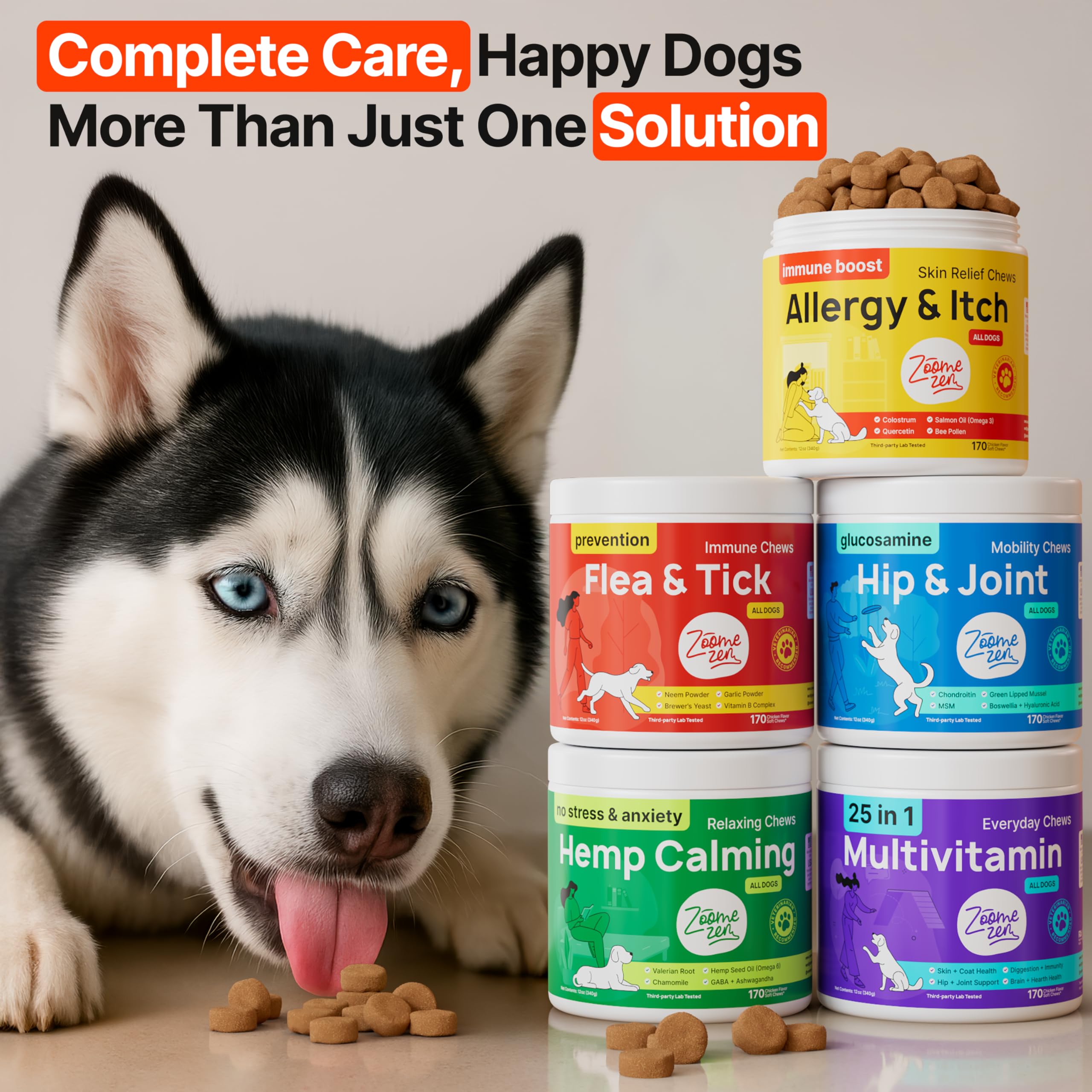 ZOOMEZEN Gommes Allergie Chien – fabrique-etats-unis avec contrôles qualité.