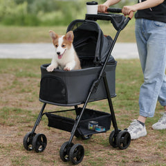 Poussette Zoosky 3-en-1 pour animaux prête pour les sorties quotidiennes.