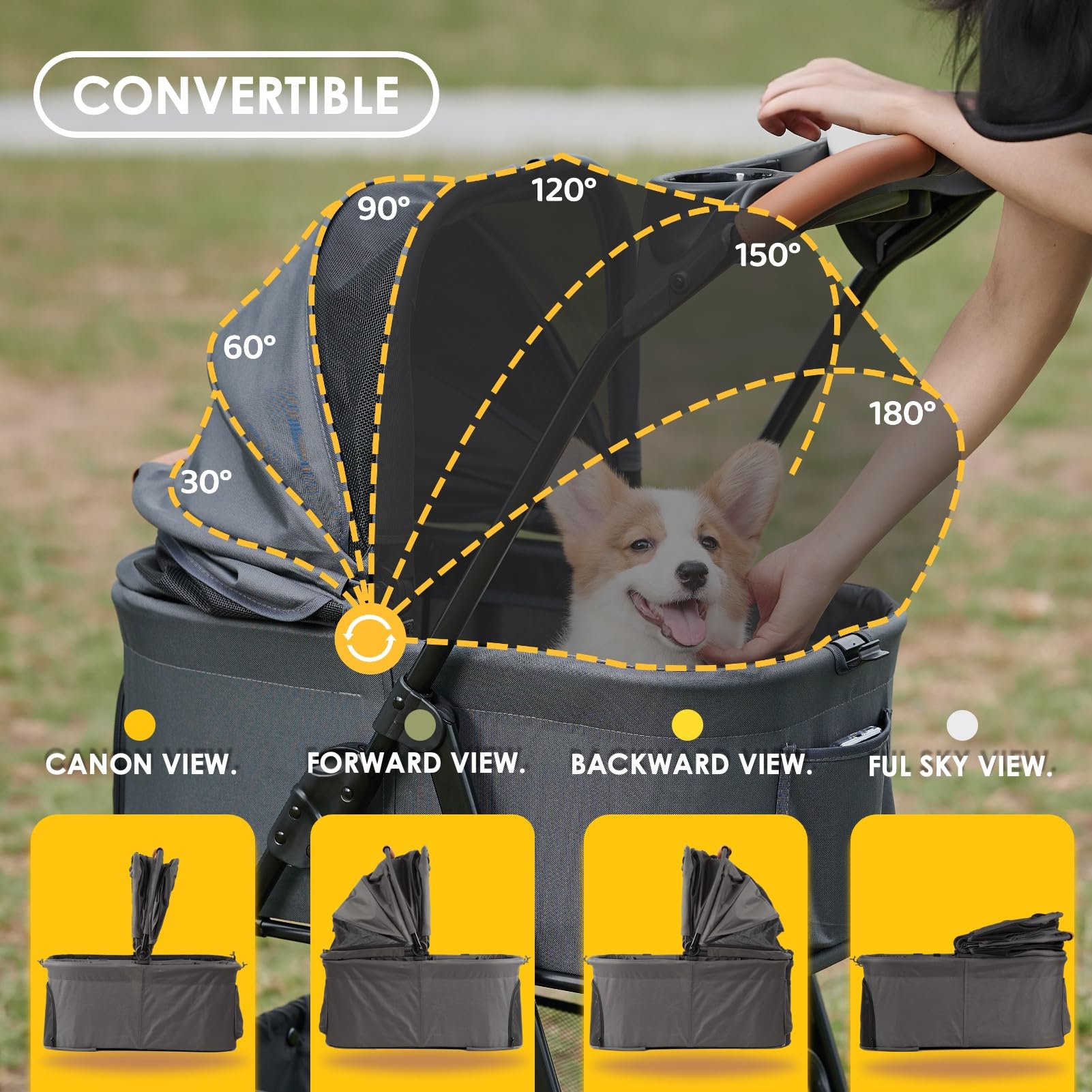 Poussette compacte Zoosky tout-terrain pour petits chiens et chats.