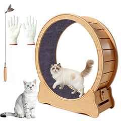 ZooVibe Roue d’exercice pour chat : bois massif, grand diamètre, mouvements libres et divertissement.