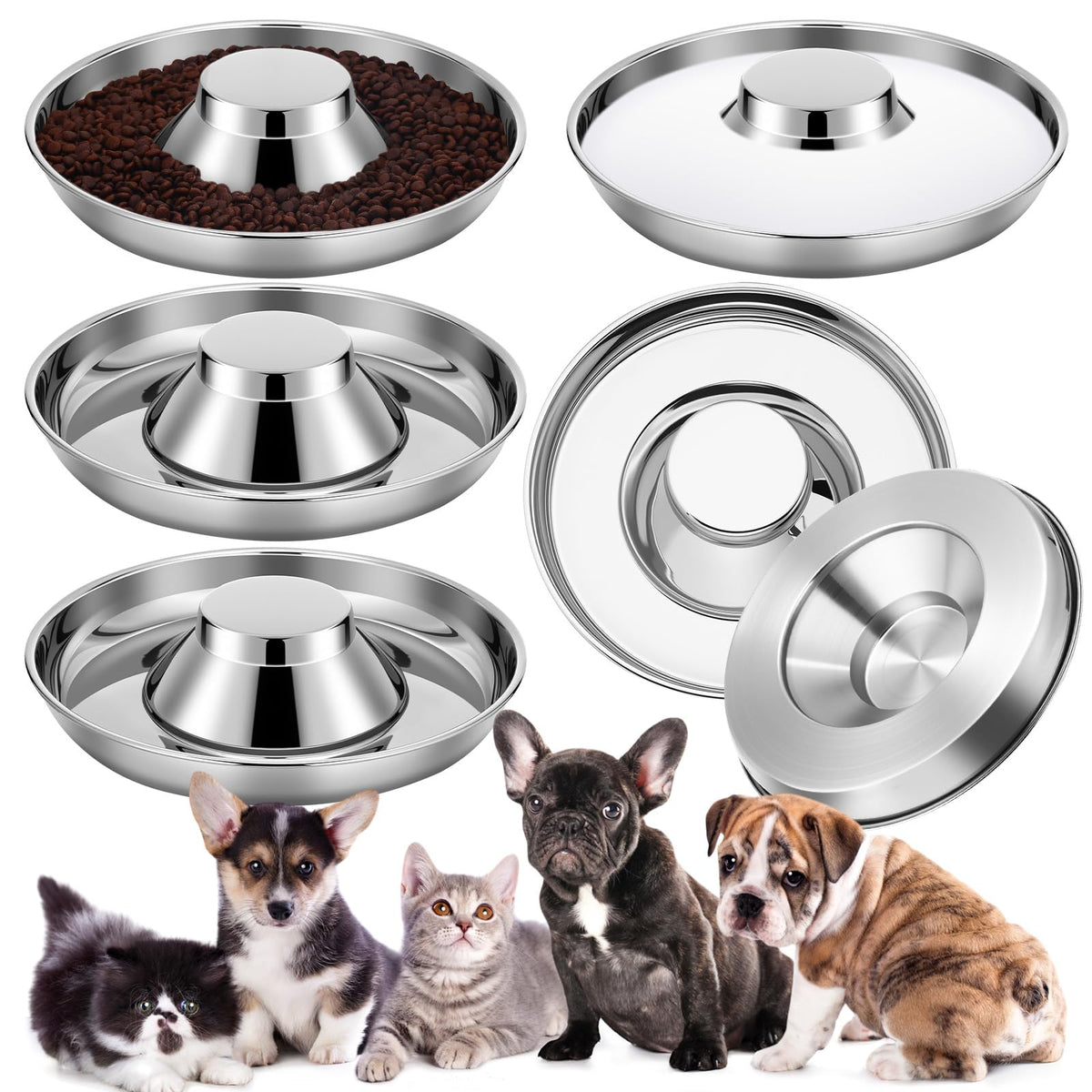 Bol Zopeal en inox pour chiots, diamètre 13,4 pouces, pratique et durable.