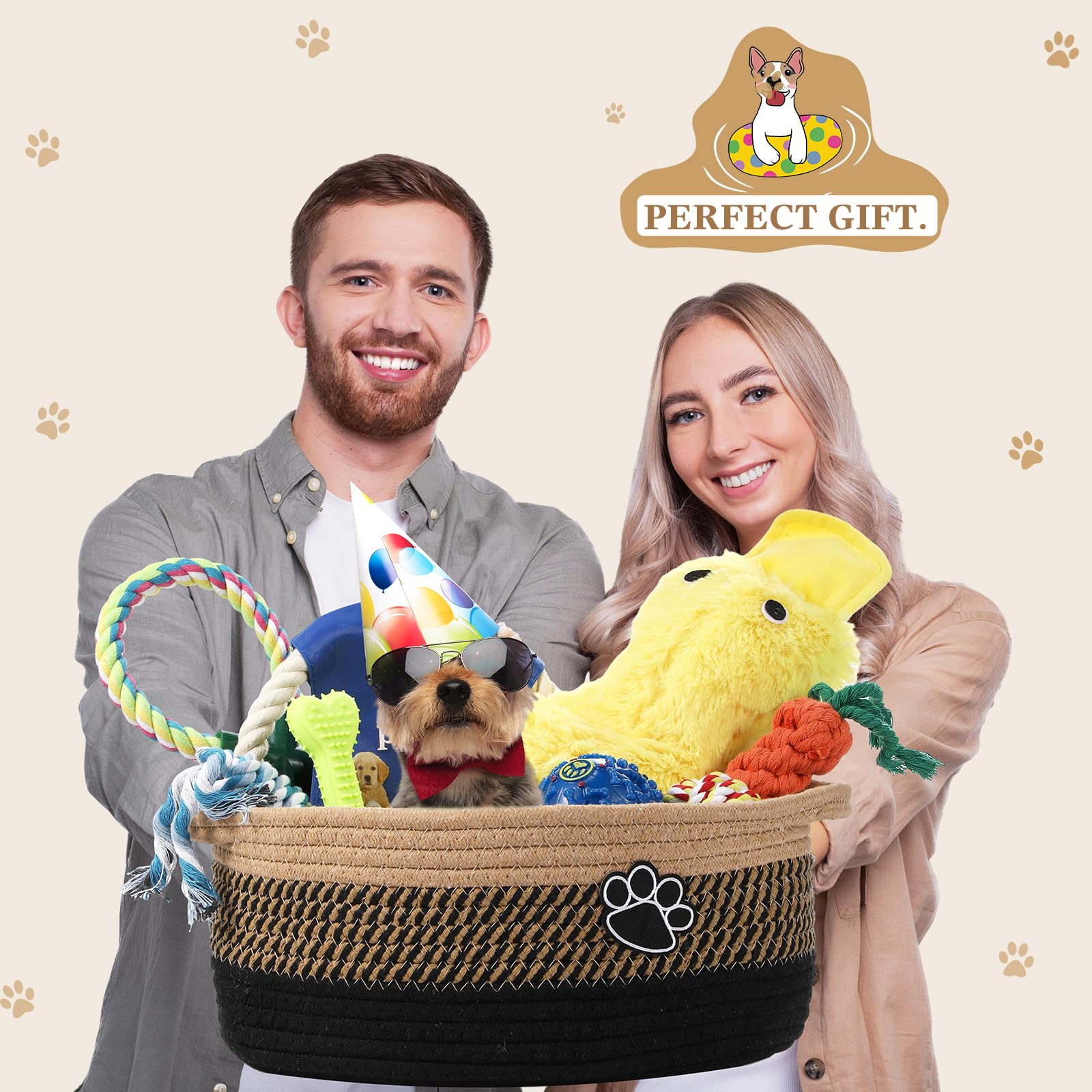 Ensemble jouets chien Zopeal, variété et rangement coordonné.