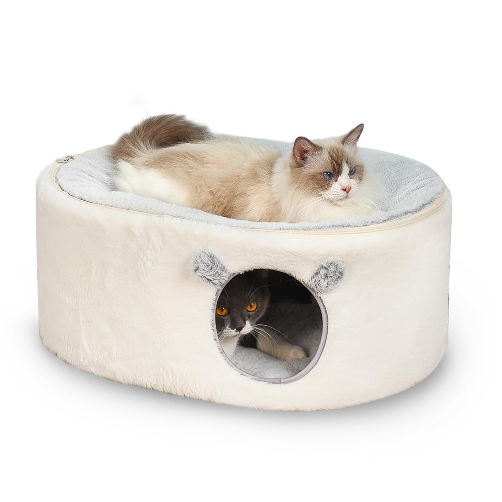 Zoratoo lit chat cave ovale, espace cosy pour dormir