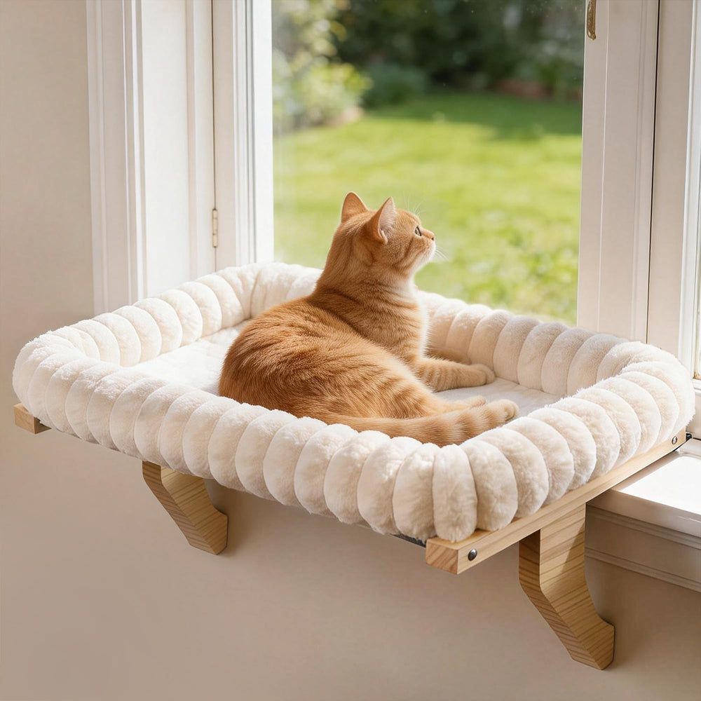 Zoratoo offre une niche de fenêtre pour chat avec coussin rembourré.