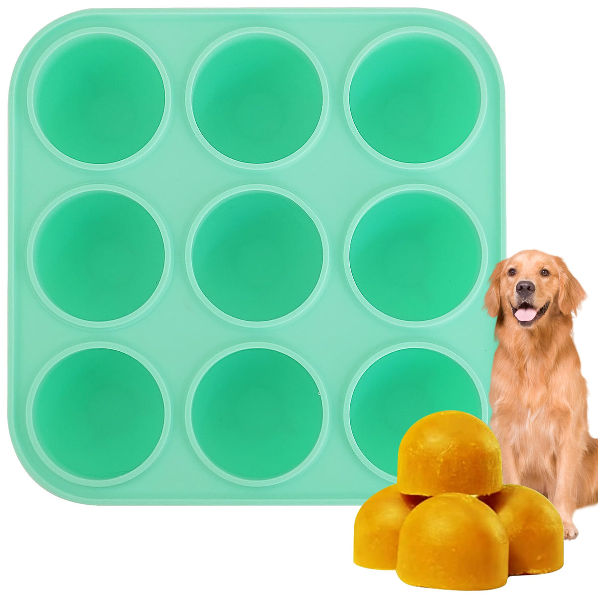 Zorazio Moule 9 cavités avec couvercle pour friandises chiens, pratique.