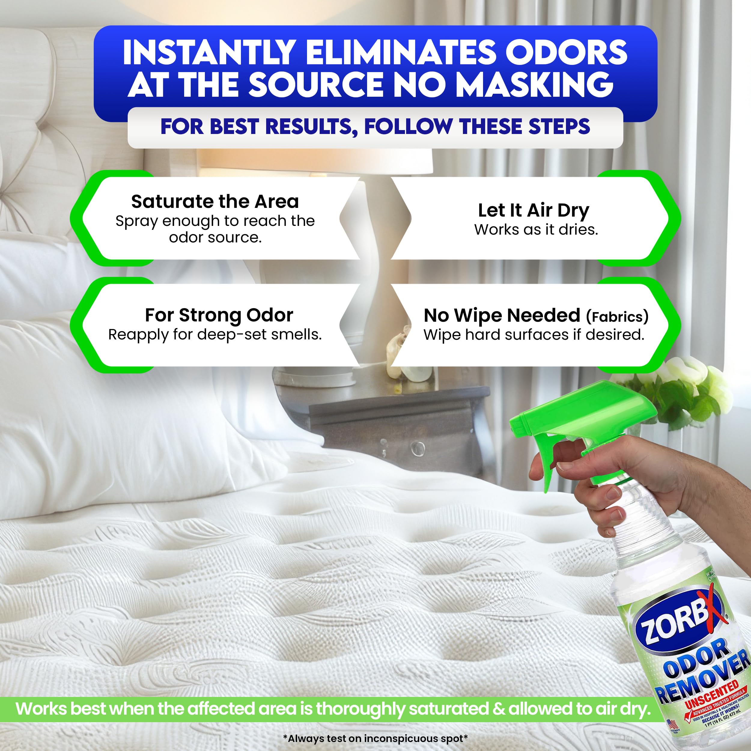 ZORBX éliminateur d'odeurs sans parfum réservoir 128 oz pour grandes surfaces