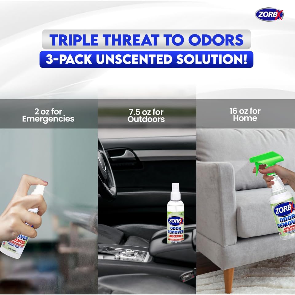 ZORBX ensemble trio sans parfum, solution polyvalente pour odeurs fortes
