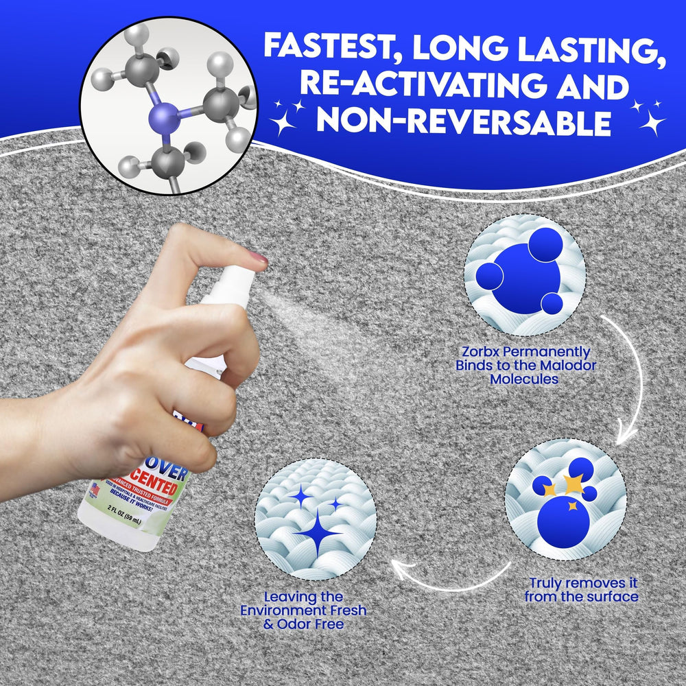 Solution odeurs sur tapis et surfaces, sans parfum avec ZORBX.